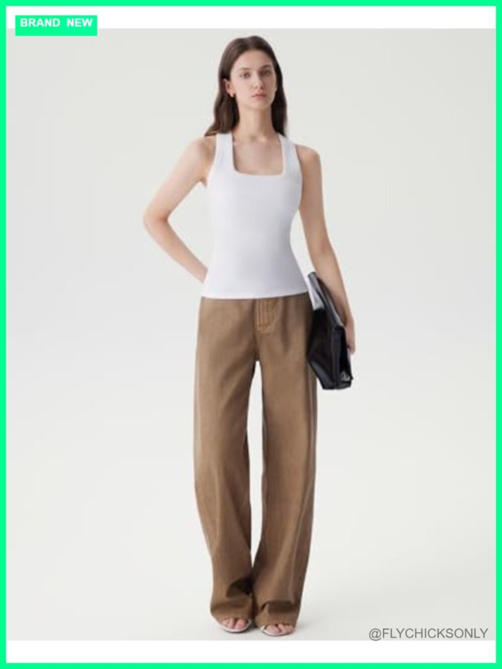 Padded Ribbed Tank Top Square Neck Racerback with Removable Pads - Picture 5 of 6